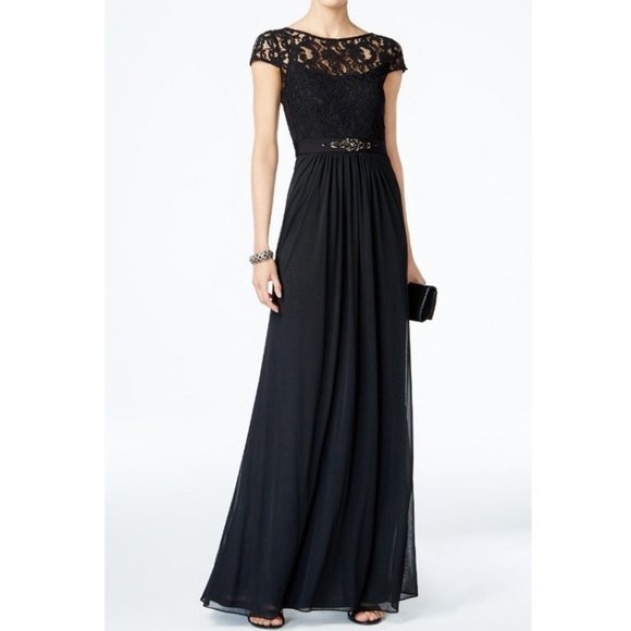 Adrianna Papell Black Lace Dress Adrianna Papell Black Lace Bodice Tiered  Sheath Cocktail Dress